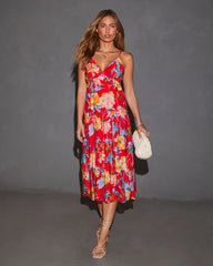 Cynthia Floral V-Neck Tiered Midi Dress