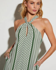 Rylee Striped Halter Neck Maxi Dress