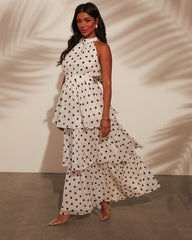 Spanish Riviera Polka Dot Tiered Maxi Dress