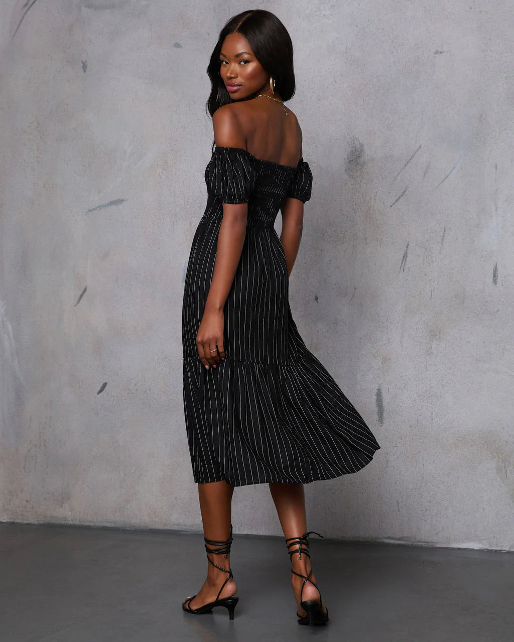 Harvest Moons Striped Midi Dress