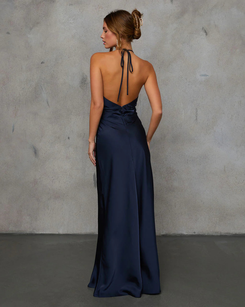 Adelynn Satin Halter Maxi Dress