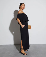 Kara Off The Shoulder Pocketed Maxi Dress