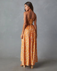 Kamila Braided Tie Floral Print Maxi Dress