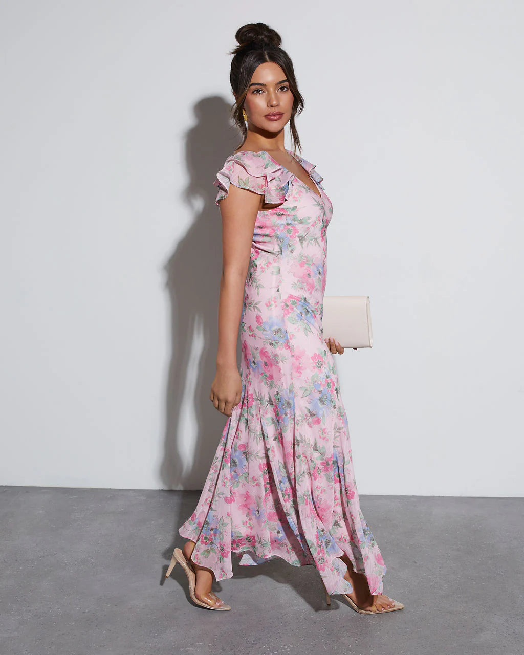 Orchard Floral Ruffle Sleeve Maxi Dress