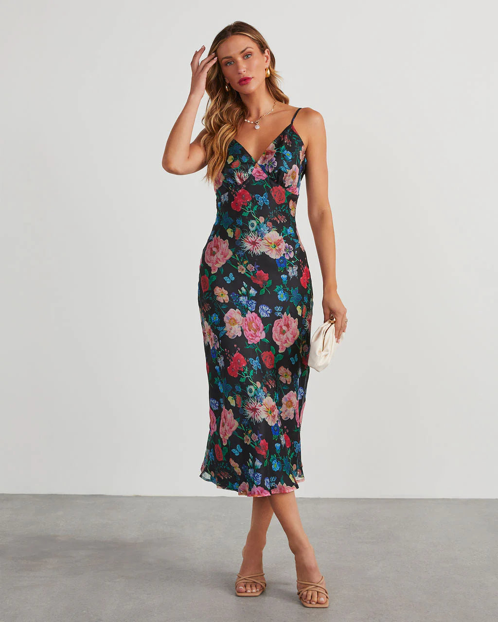 Don't Go Yet Slip Floral Midi Dress