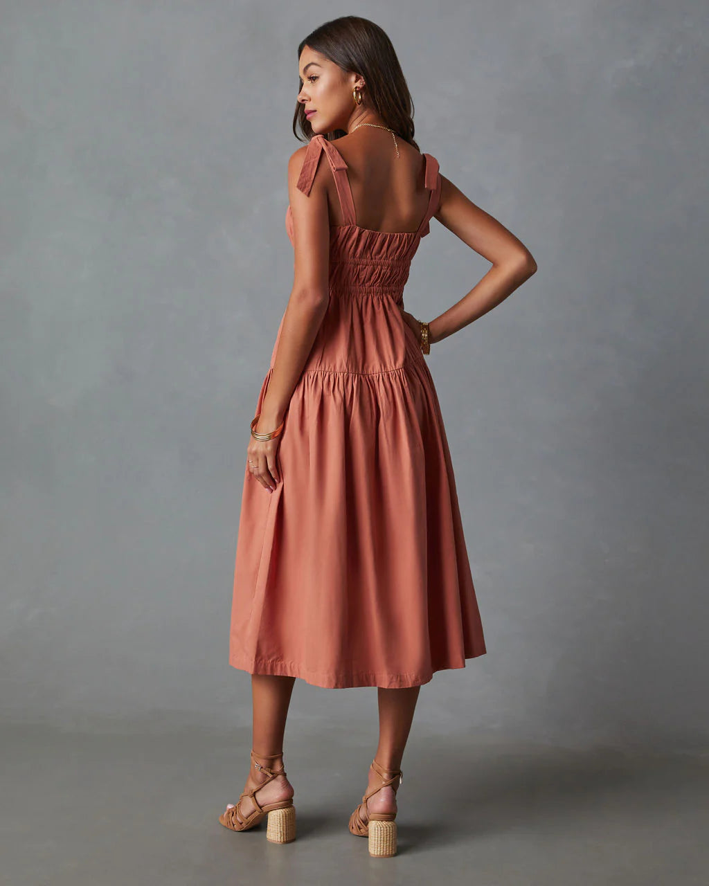 Briella Tie Shoulder Tiered Midi Dress