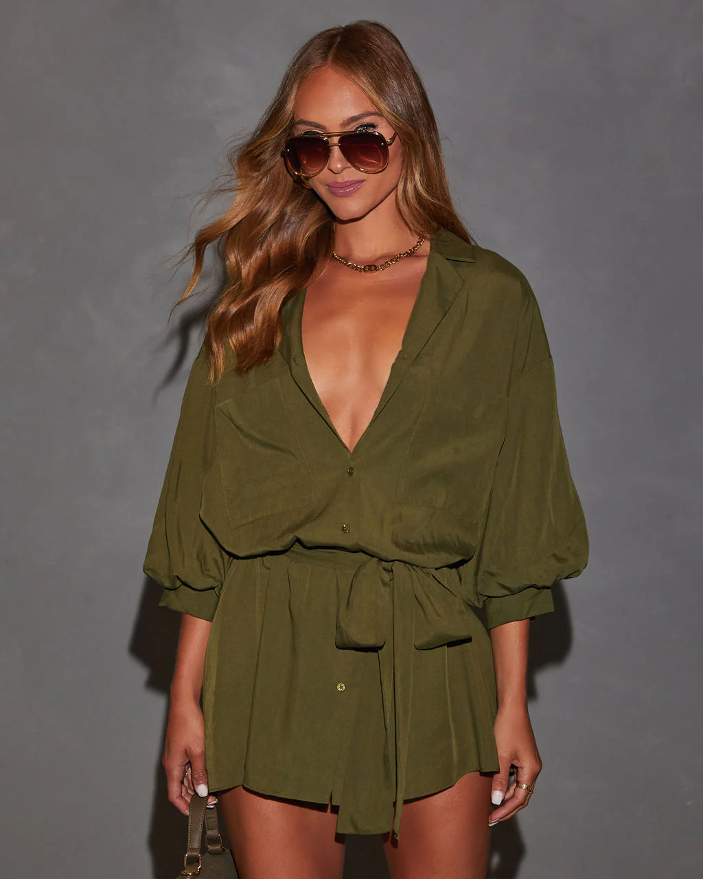 Brenna Blouson Sleeve Shirt Dress