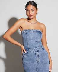 Kimmy Strapless Denim Midi Dress