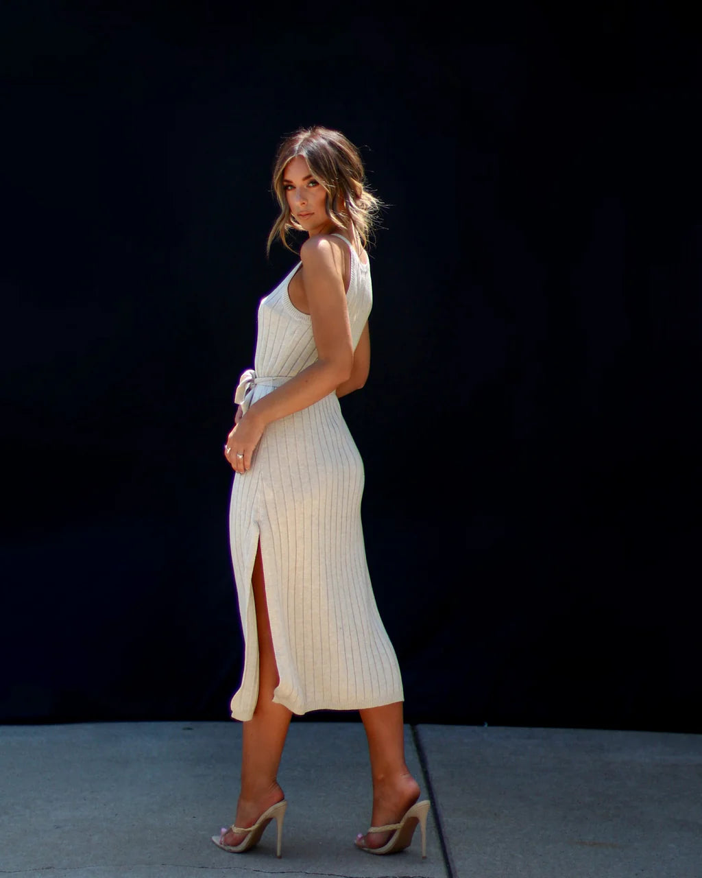 Jane Ribbed Knit Midi Dress