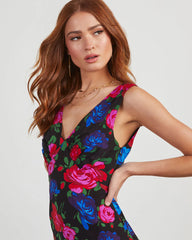 Robbie Satin Floral Midi Dress