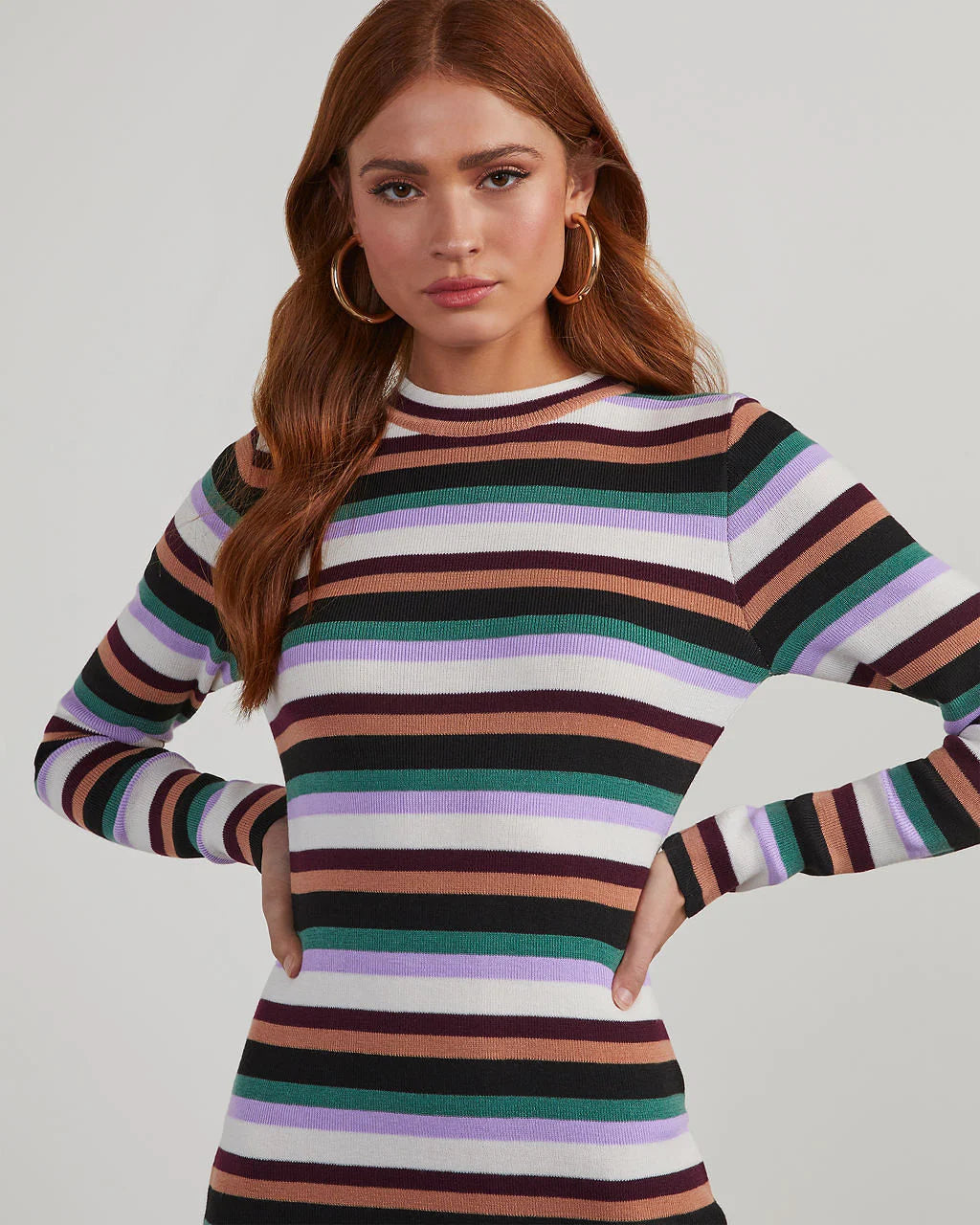 Fashionably Educated Striped Knit Mini Dress