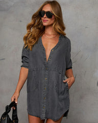 Follow Me Washed Denim Mini Dress