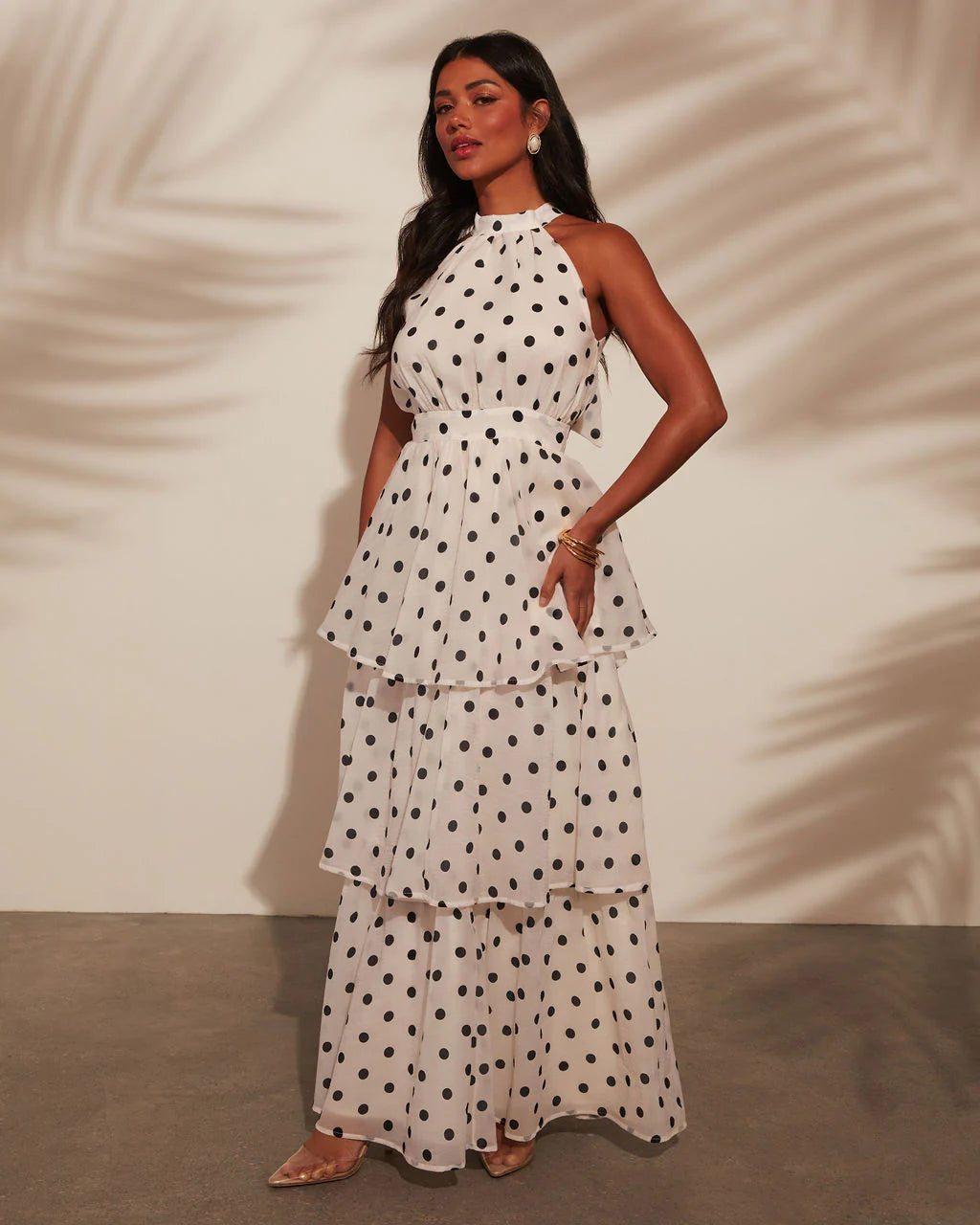 Spanish Riviera Polka Dot Tiered Maxi Dress