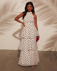 Spanish Riviera Polka Dot Tiered Maxi Dress