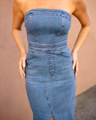 Olivia Strapless Denim Midi Dress