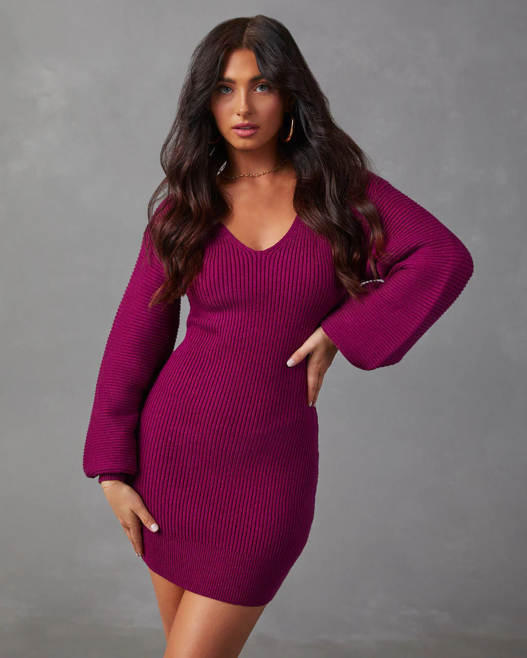 Fall Is Mine Ribbed Mini Sweater Dress