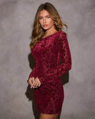 Bed of Roses Mesh Floral Velvet Mini Dress