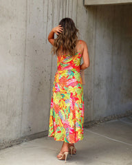 Eliana Cutout Tropical Slip Midi Dress