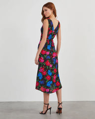 Robbie Satin Floral Midi Dress