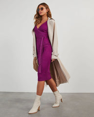 Florence Metallic Knit Tie Waist Midi Dress