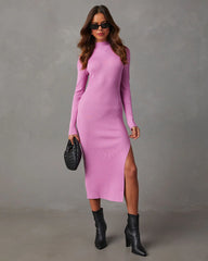 Hold That Thought Ribbed Mock Neck Midi Dress