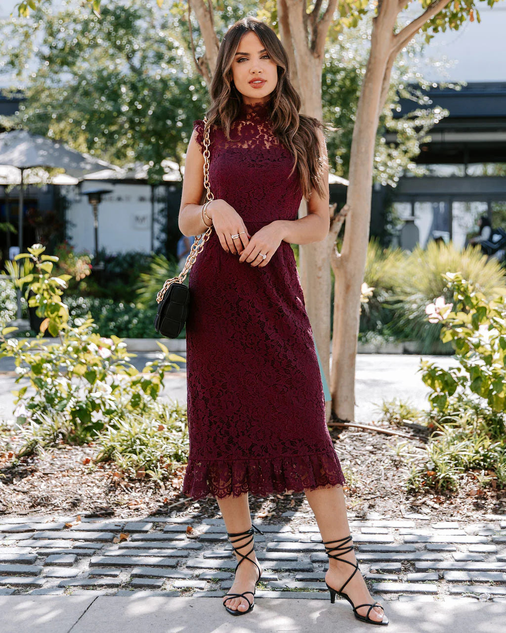 Frances Lace Ruffle Midi Dress