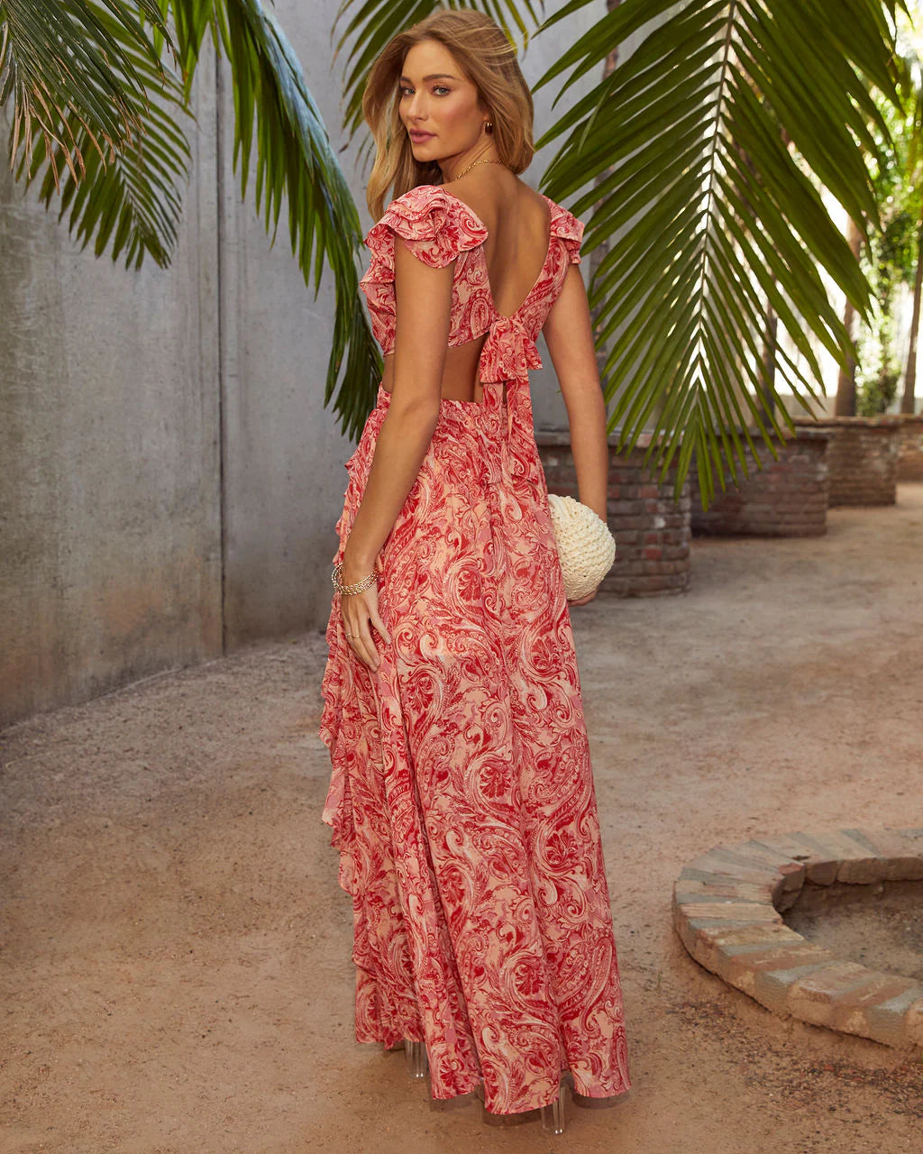 Soleil Cutout Ruffle Maxi Dress