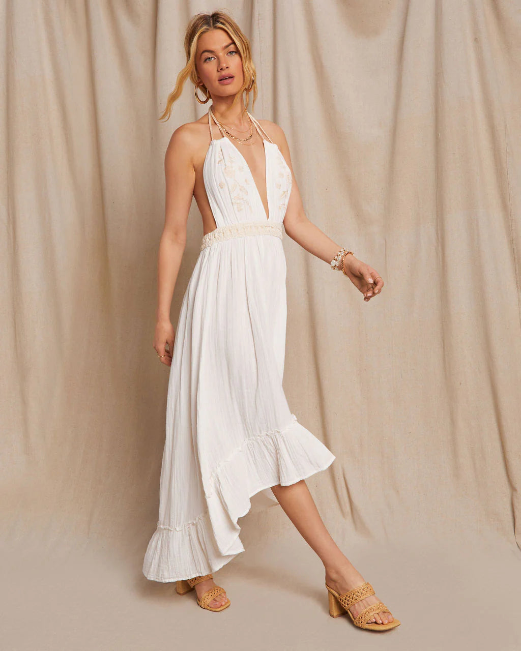 Emmie Crochet Embroidered Maxi Dress