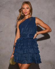 Second Take One Shoulder Tiered Mini Dress