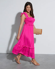 Feminine Frills Smocked Maxi Dress