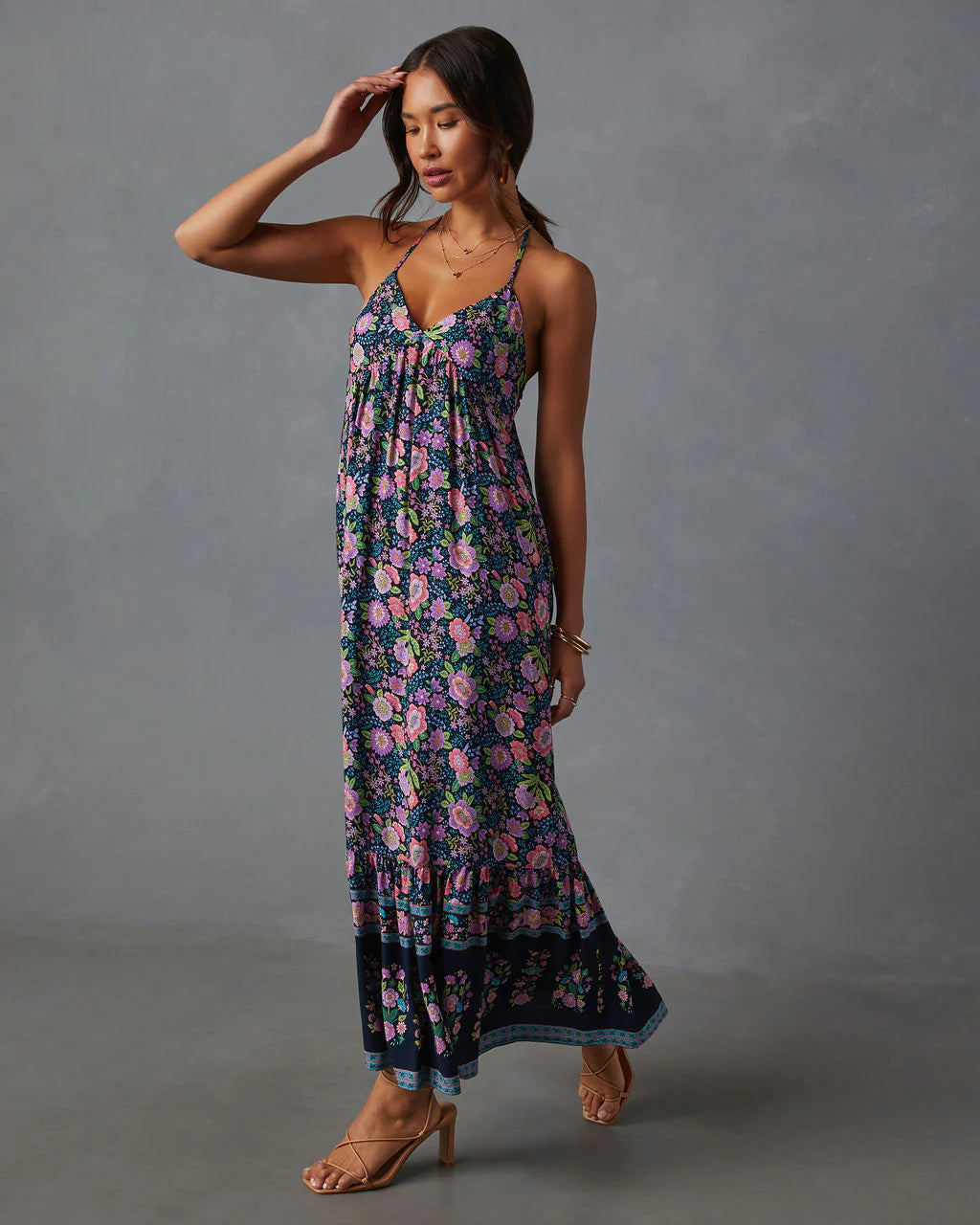 Lyssa V-Neck Empire Maxi Dress