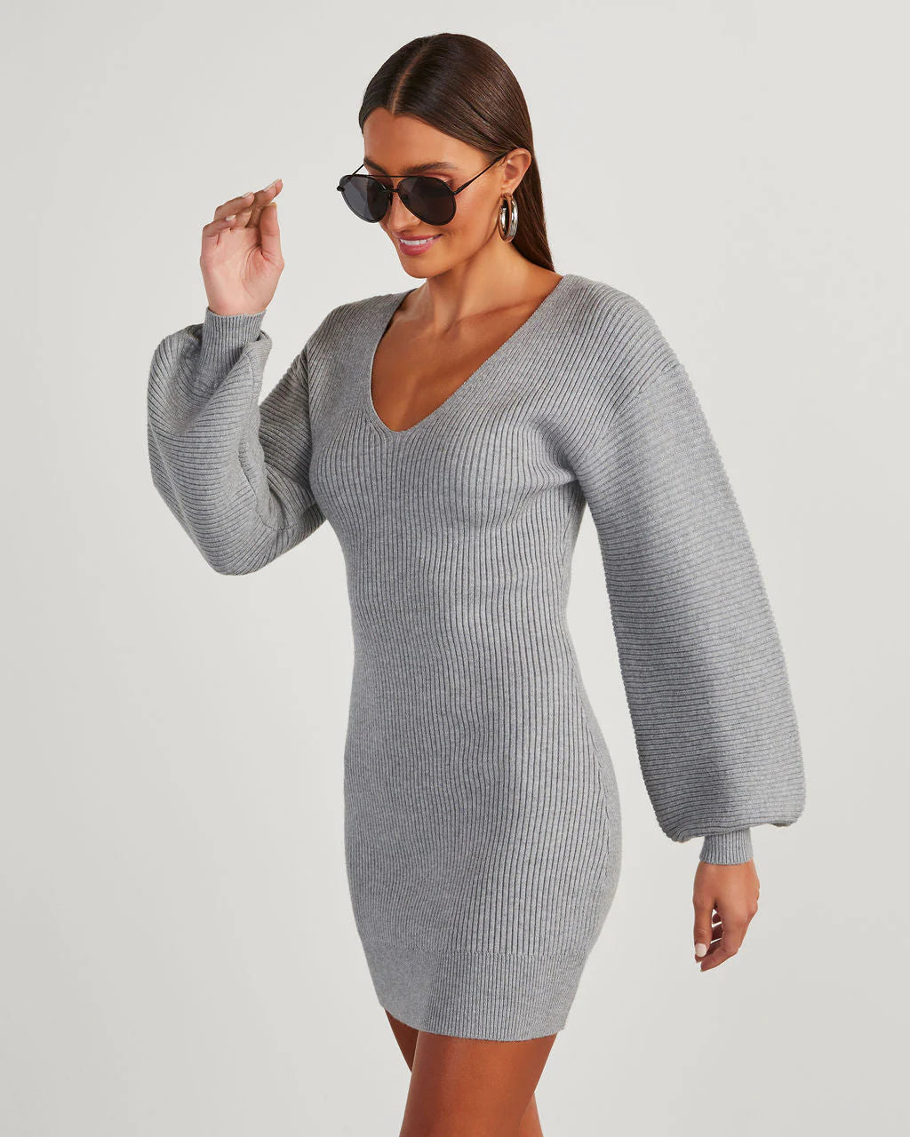 Fall Is Mine Ribbed Mini Sweater Dress