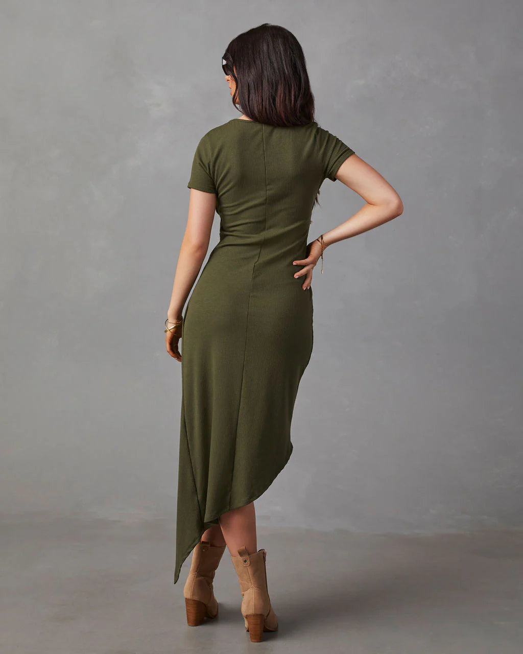 Shannon Twisted Asymmetrical Midi Dress