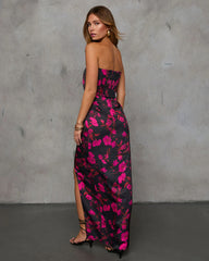 Invite Only Floral Satin Maxi Dress